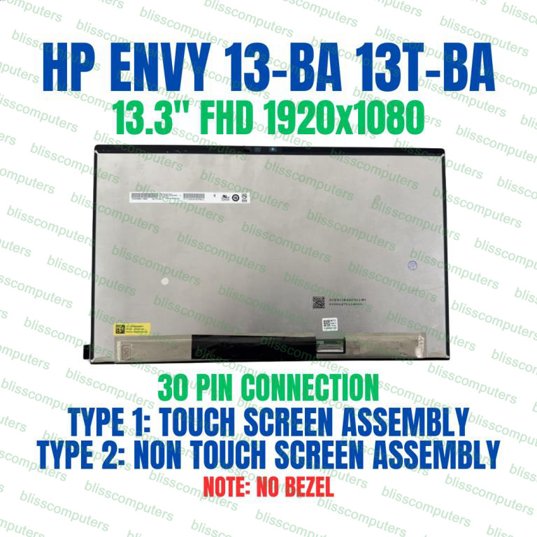 L96784-001 HP Envy 13T-BA100 13T-BA000 LCD LED Display Bezel Non Touch Screen