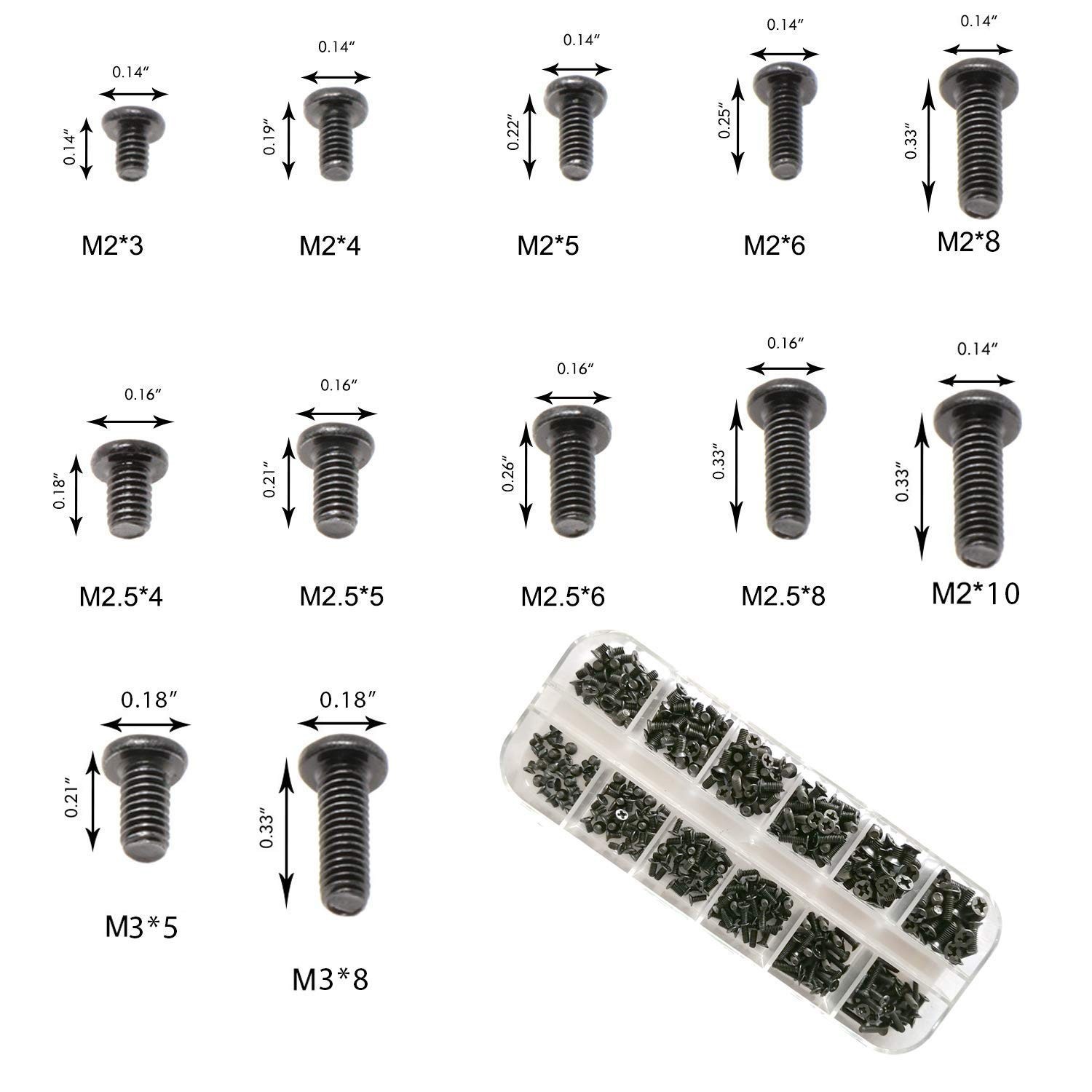 Laptop Screw Assortment Kit 240PCS M2 M2.5 M3 Notebook Repair Screws for SSD HDD