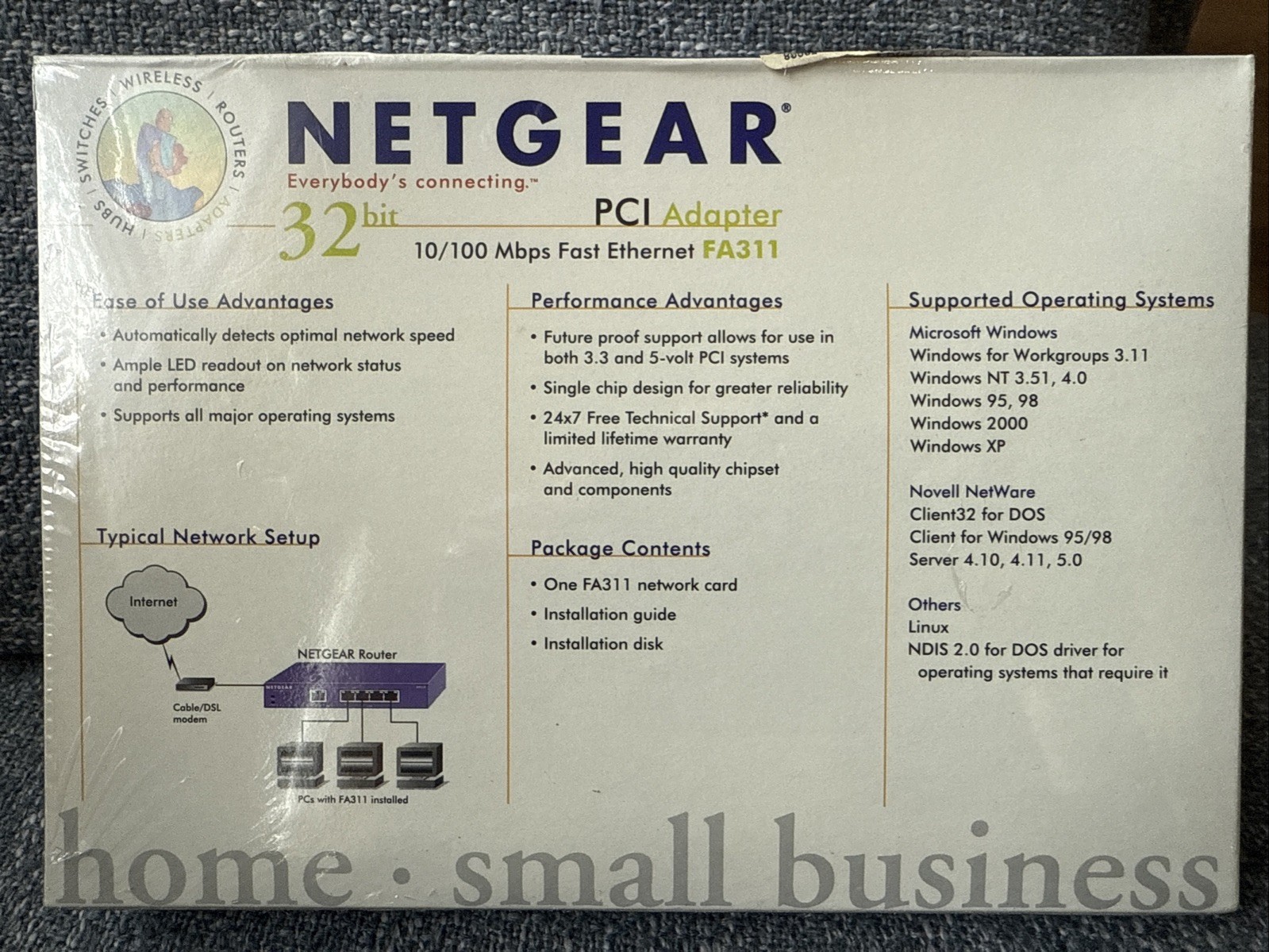 Netgear FA311 32-Bit PCI Adapter 10/100 Mbps Fast Ethernet Card NIB New