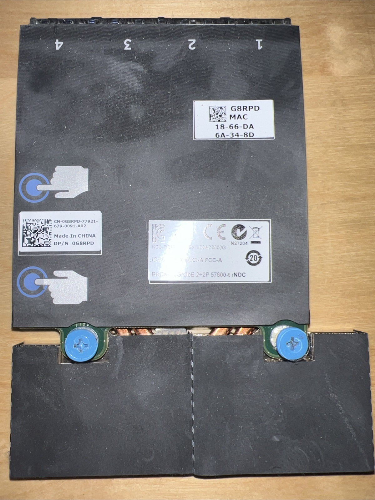 Dell G8RPD Broadcom 57800-T 2x 10GBASE-T 2x GbE Network Daughter Card BCM57800-T