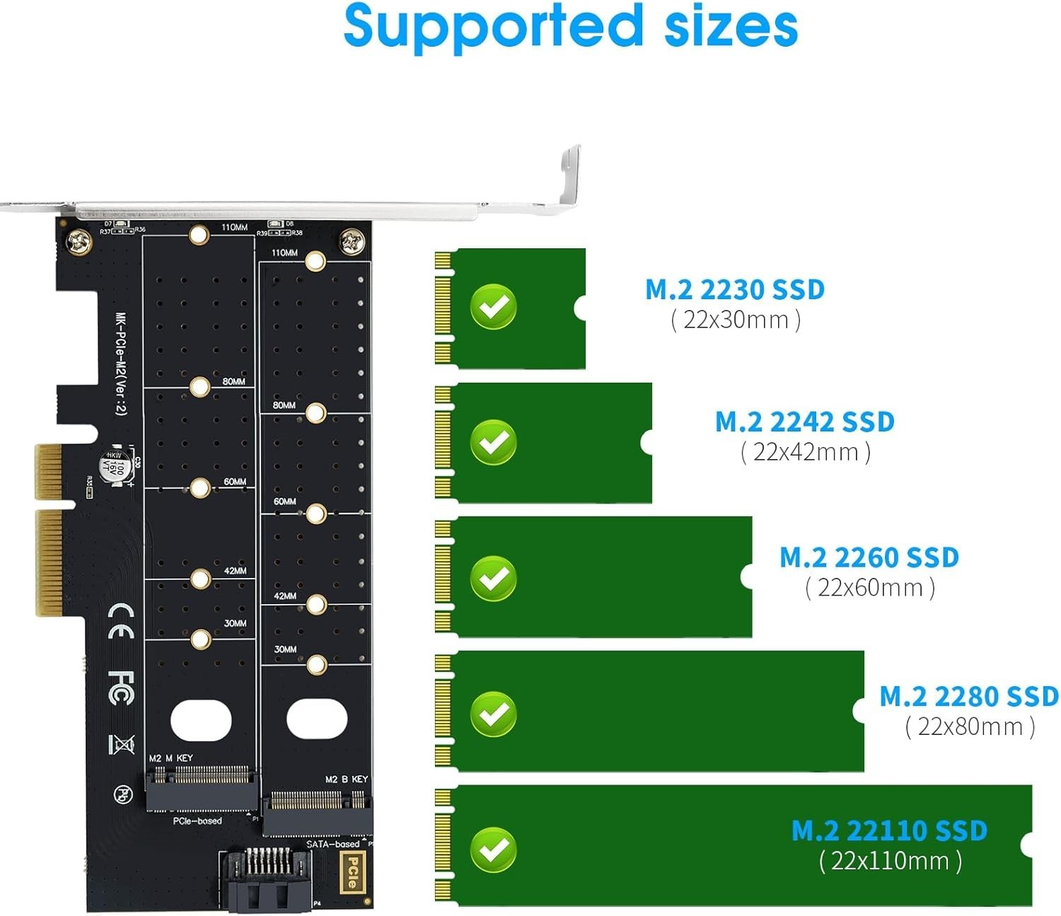 Dual M.2 PCIE Adapter NVME/NGFF to PCIE X4 Expansion Card 32Gbps PCIE NVME SS…