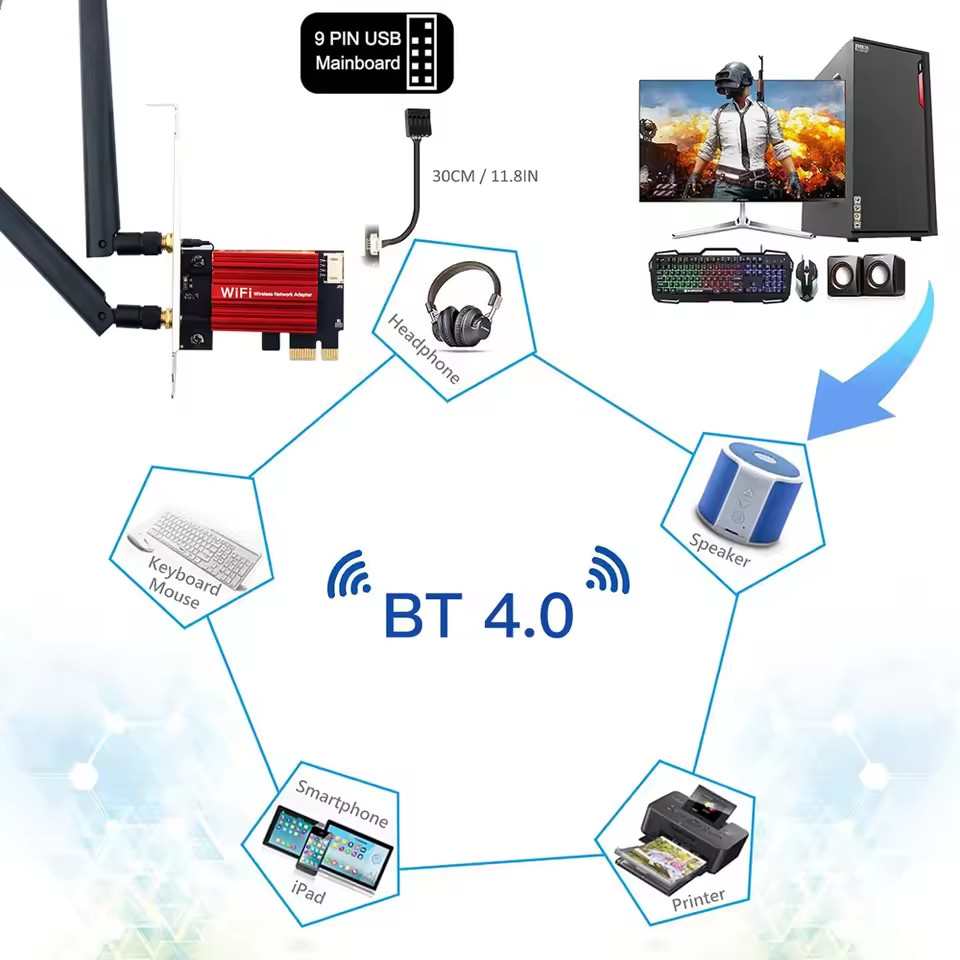 🔥SALE🔥AC1200 WiFi 5 PCIE WiFi Adapter Wireless Network Card-US seller