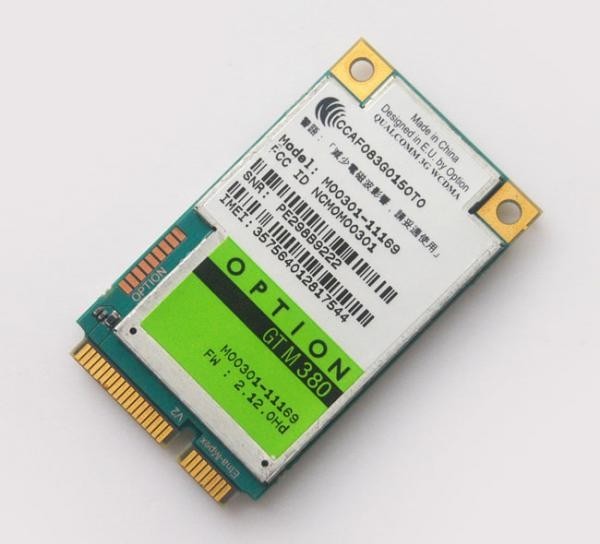 Option GTM380 Mini PCI-E 3G WWAN Wifi Wireless Card HSUPA HSDPA 7.2M