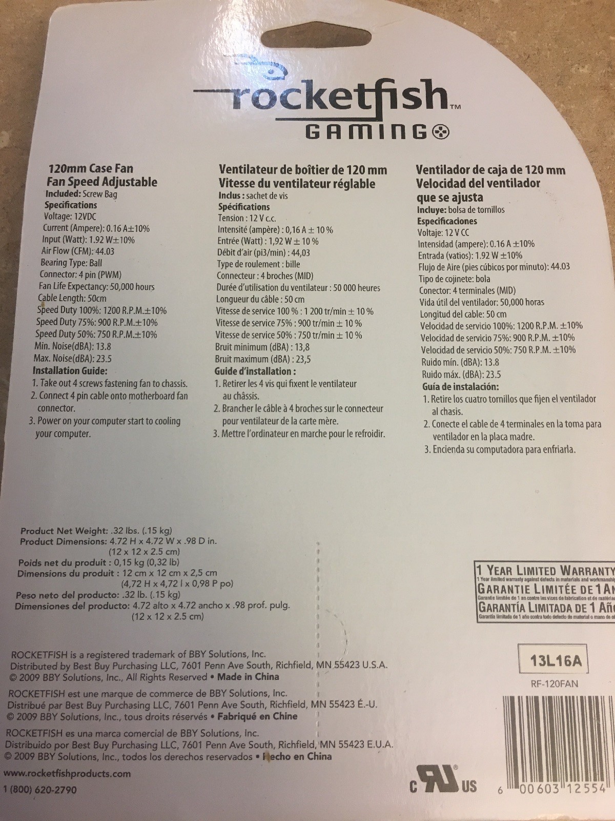 Rocketfish 120mm Case Fan (RF-120FAN)