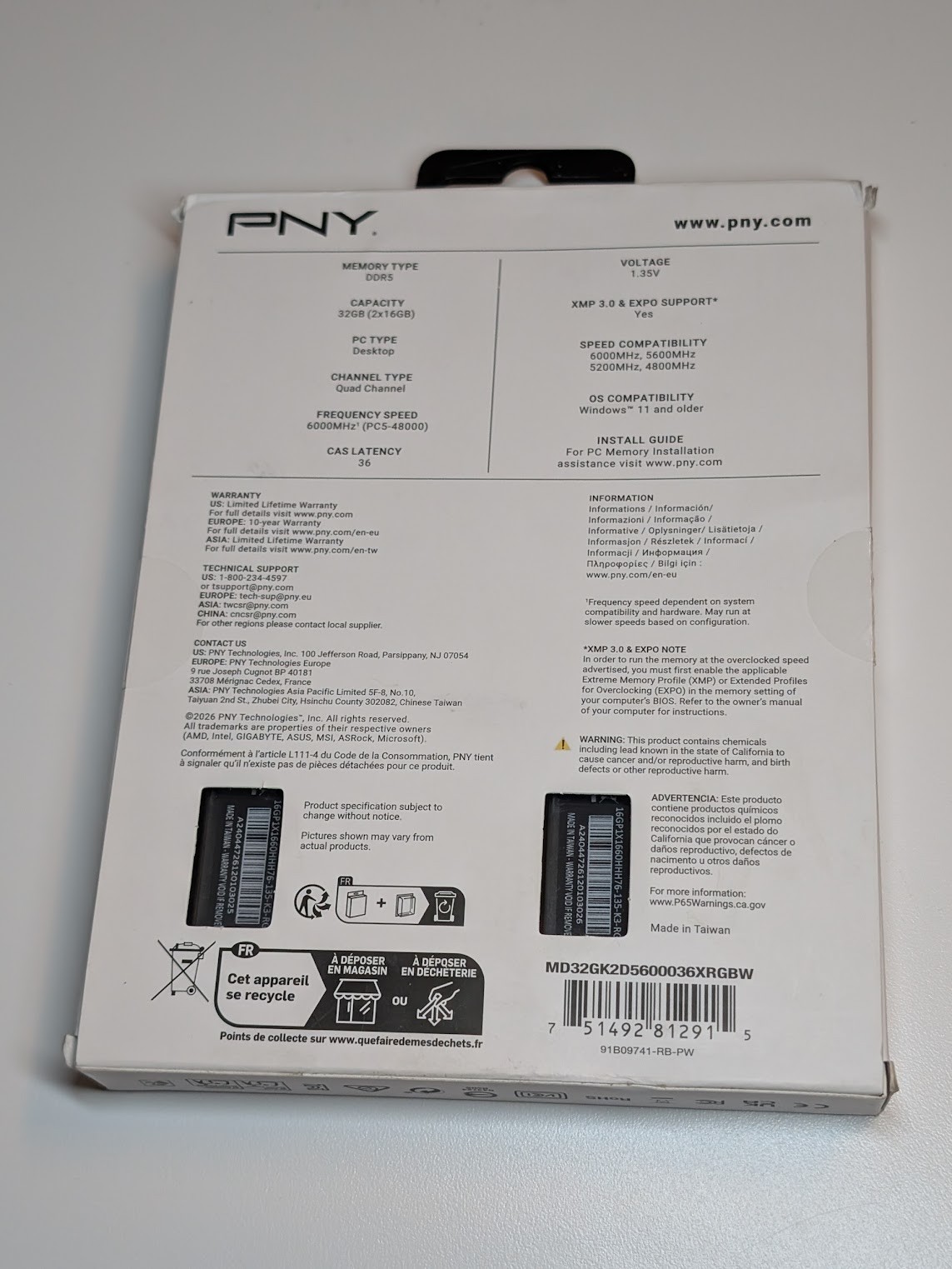 PNY XLR8 EPIC-X RGB 32GB 2x16GB DDR5 6000 CL36 XMP EXPO