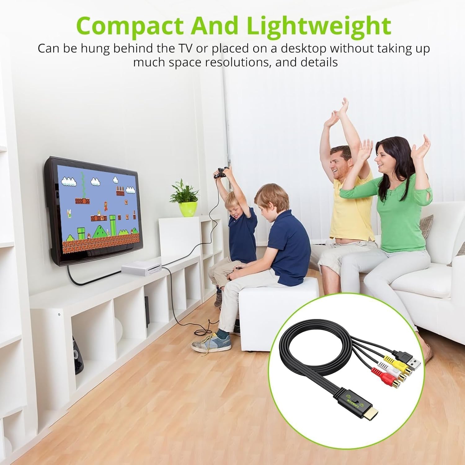 LiNKFOR RCA to HDMI Converter, 1080P AV 16:9/4:3…