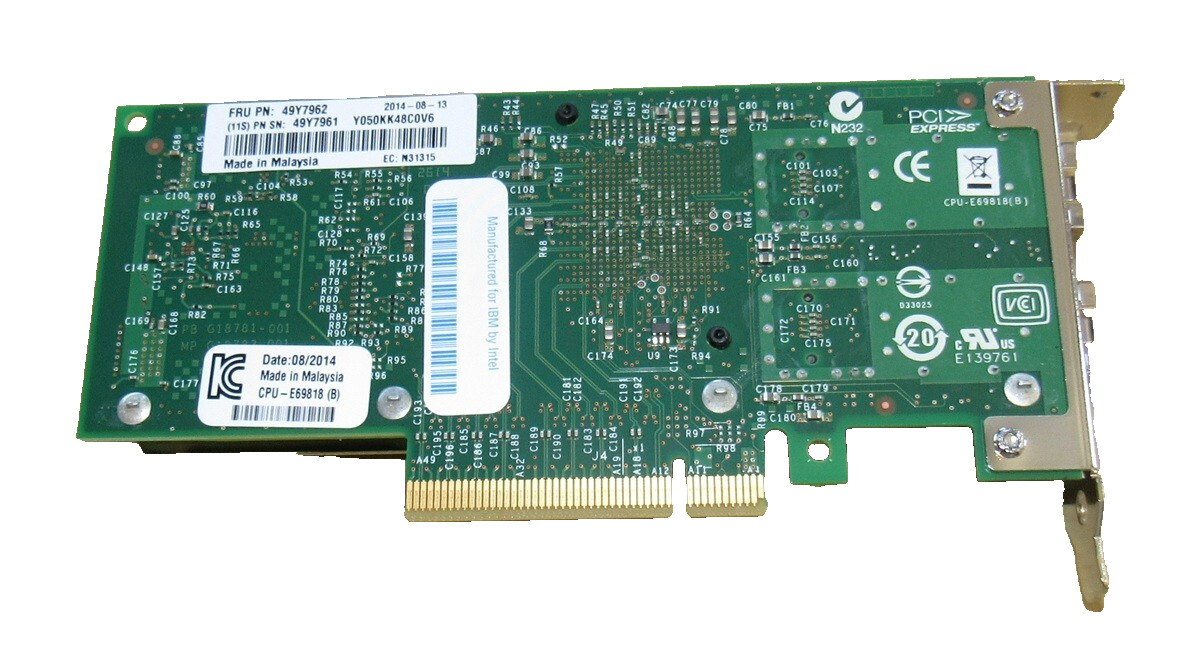 49Y7692 IBM Intel X520-DA2 Ethernet Server Adapter PCIe Card w/ Short Bracket