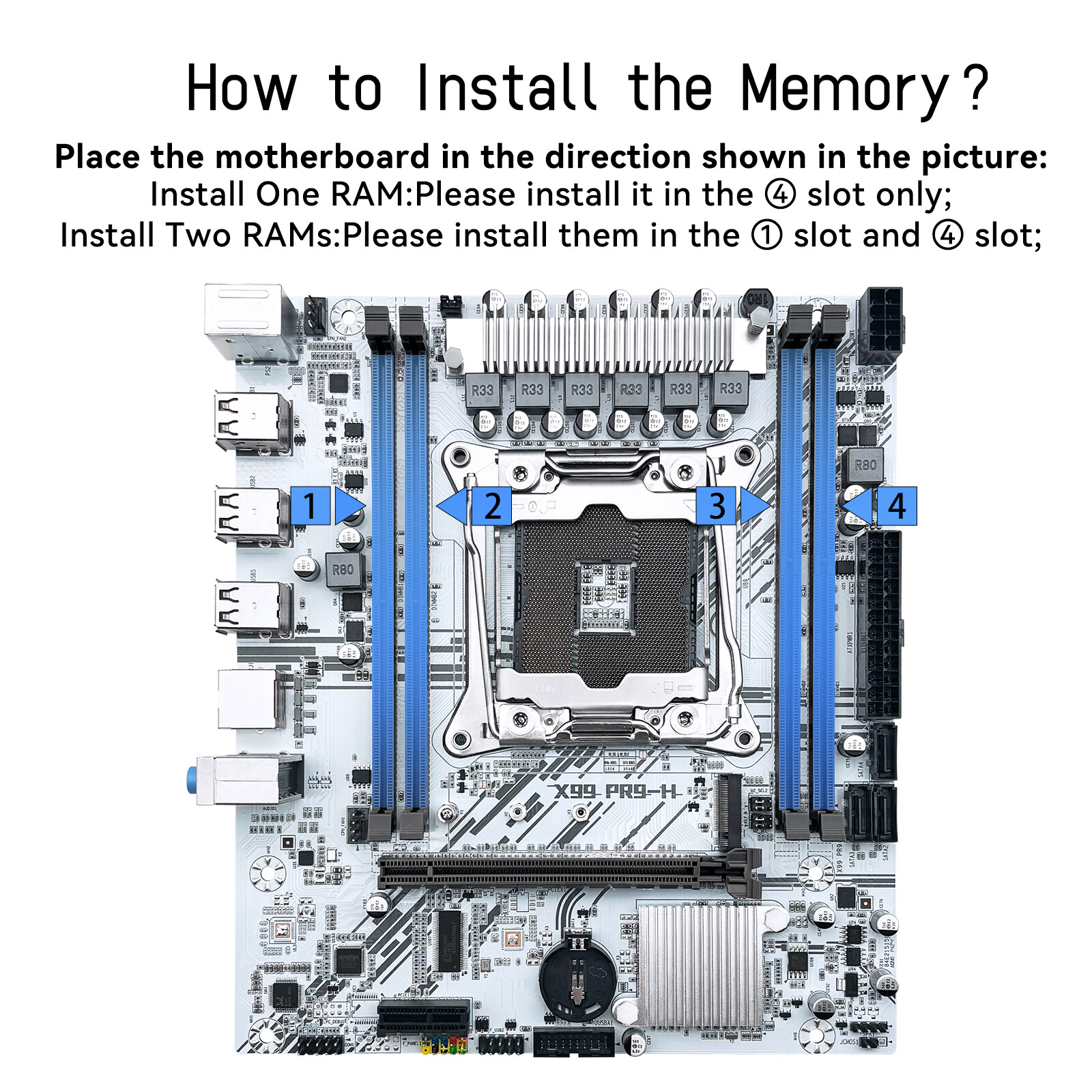LGA 2011-3 White Motherboard 4 x DDR4 M.2 SATA 2.0 PCI-e 3.0 USB 2.0 M-ATX JXS