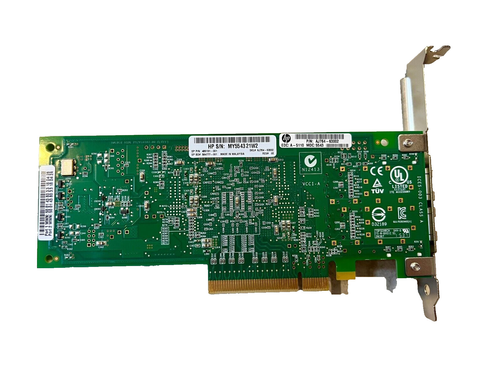 HP 489191-001 Long Bracket FC 82Q 8Gb 2-Port PCIe 2.0 x8 QLE2562 Controller
