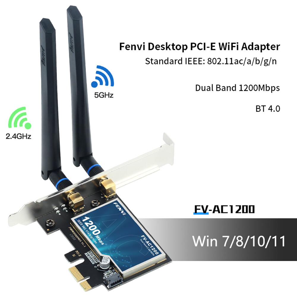 Desktop PC PCIe WiFi Card Dual Band Wireless-AC Bluetooth PCI-E Network Adapter