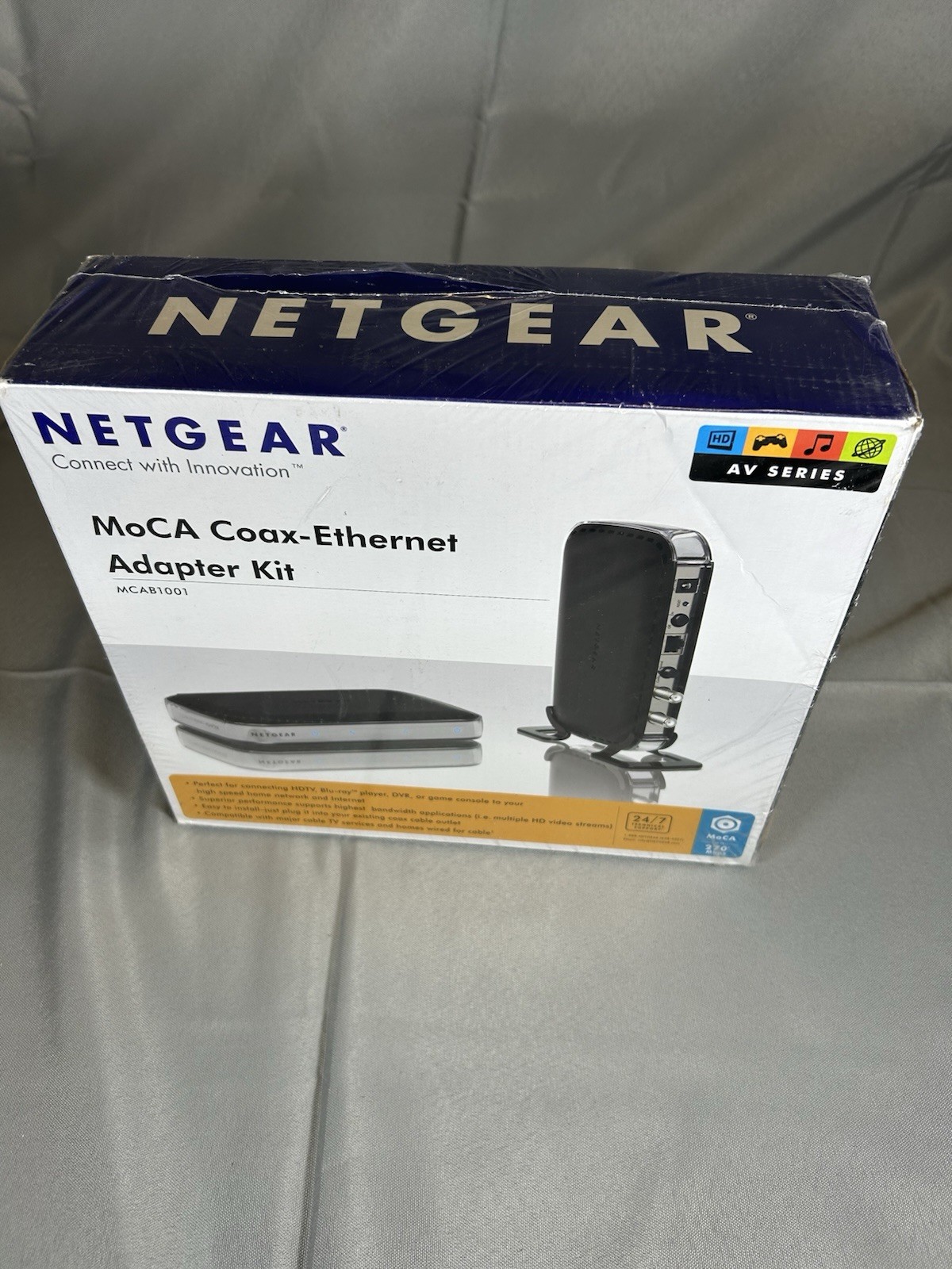 MoCA Coax Ethernet Adapter Kit MCAB1001 Netgear AV Series 270 Mbps New Sealed