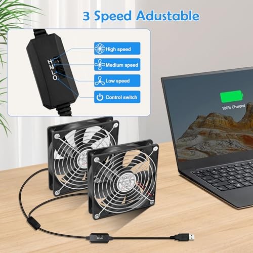 120mm Computer Case 5V USB Powered Fan, Small Silent Flat 2 in 1-12025-USB