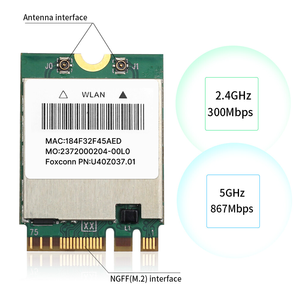 BCM94352Z M.2 NGFF WiFi Bluetooth Card for Sonoma macOS PC Windows Plug and Play