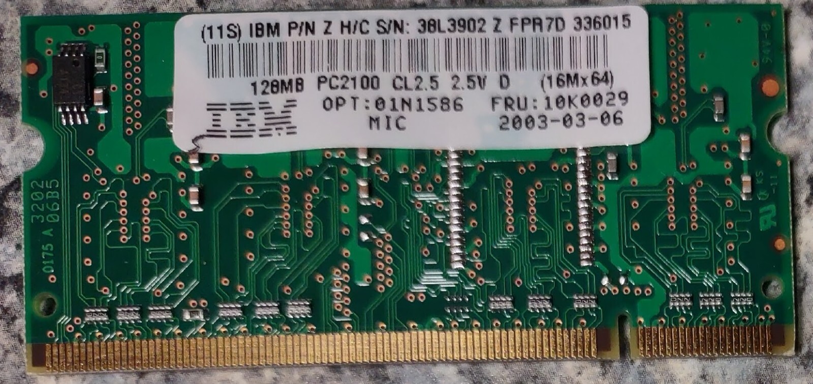 Micron 128MB DDR 266MHz CL2.5 PC2100S-2533-0-C1 Laptop Memory