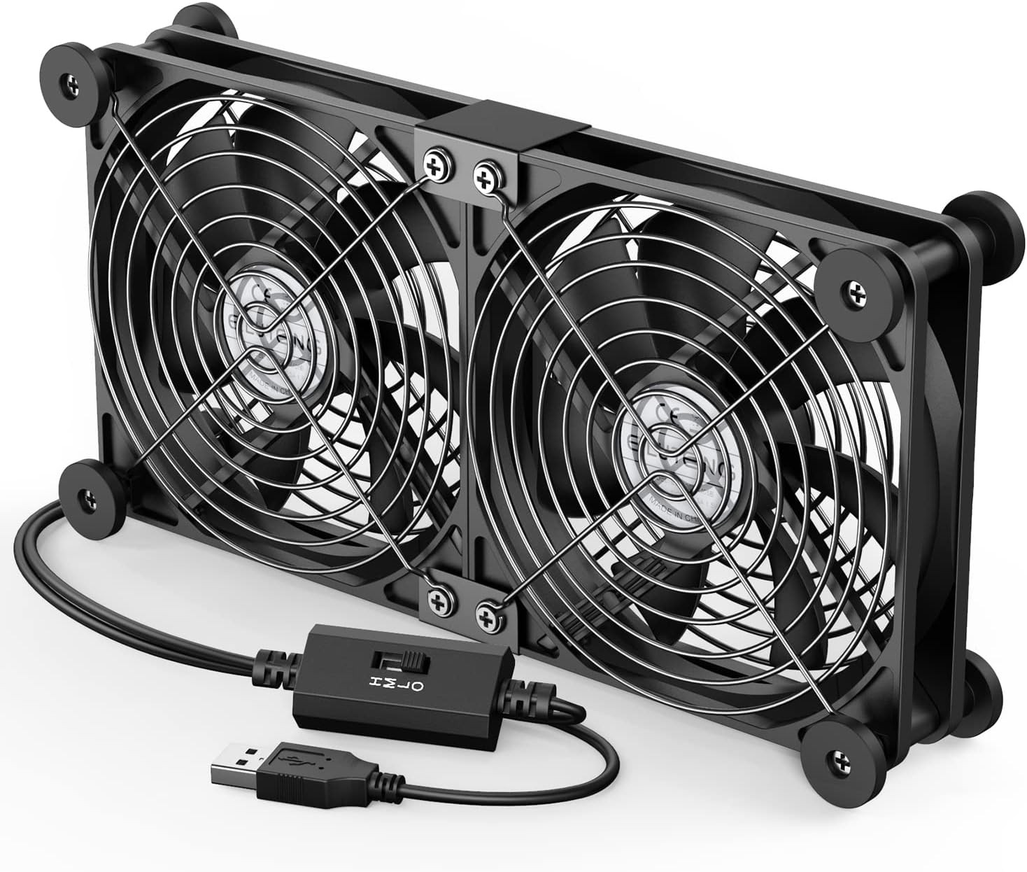 Dual USB Computer Cooling Fan High Speed 120Mm Fan Adjustable 5V USB