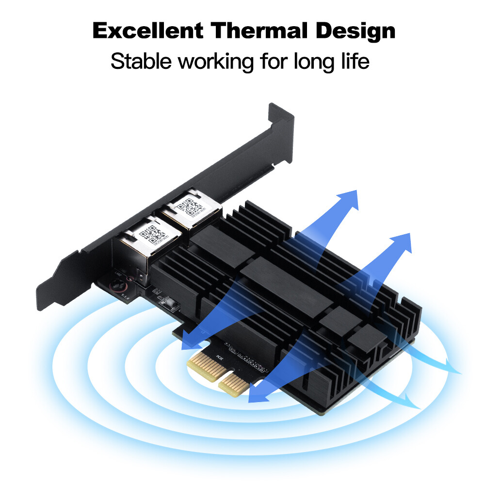 2.5Gbps Dual RJ45 Port with Intel I226 NIC for Gaming Ethernet Network Adapter