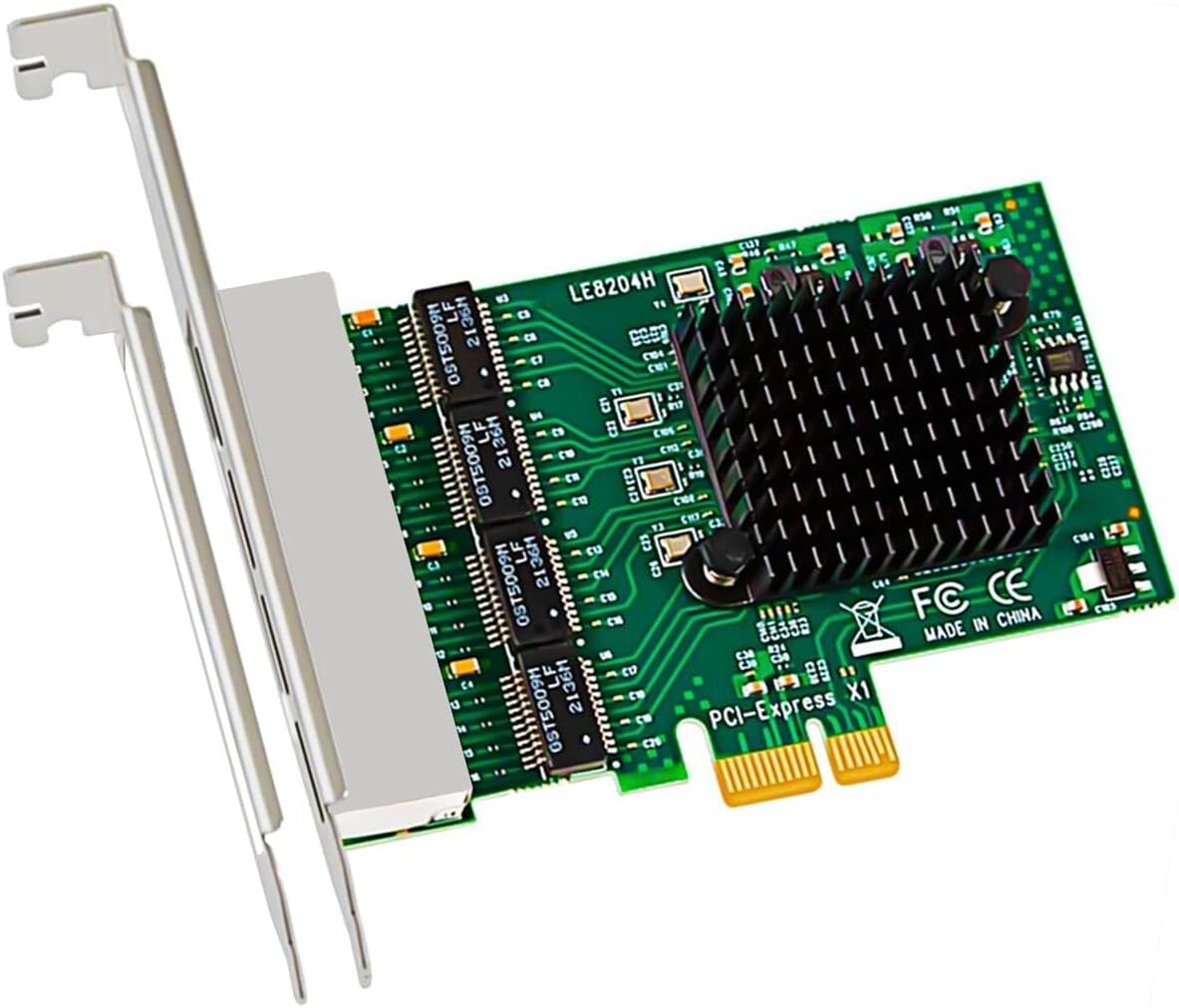 GLOTRENDS LE8204H 4 Ports Gigabit PCIe 1X Network Card, RTL8111H Chip, RJ45 LAN