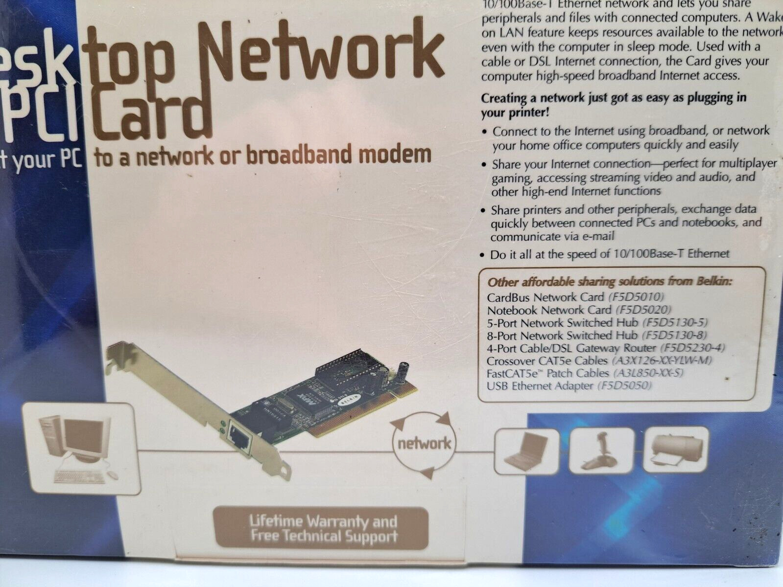 SEALED Belkin F5D5000 Desktop Network PCI Card 10/100MBt FREE SHIPPING