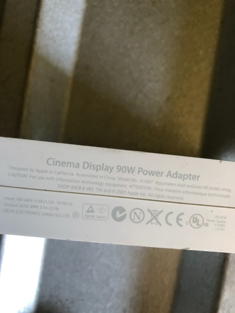 Apple Cinema Display 90W Power Adaptor A1097 NO CABLE