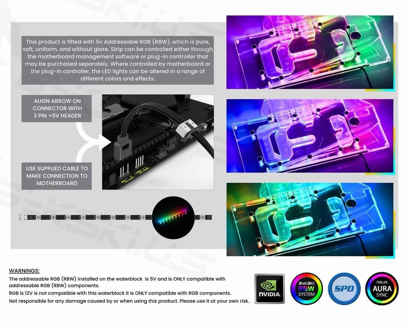 Bykski GPU Block N-AS4070TISTRIX-X for ASUS ROG-STRIX RTX 4070 Ti RGB Multicolor
