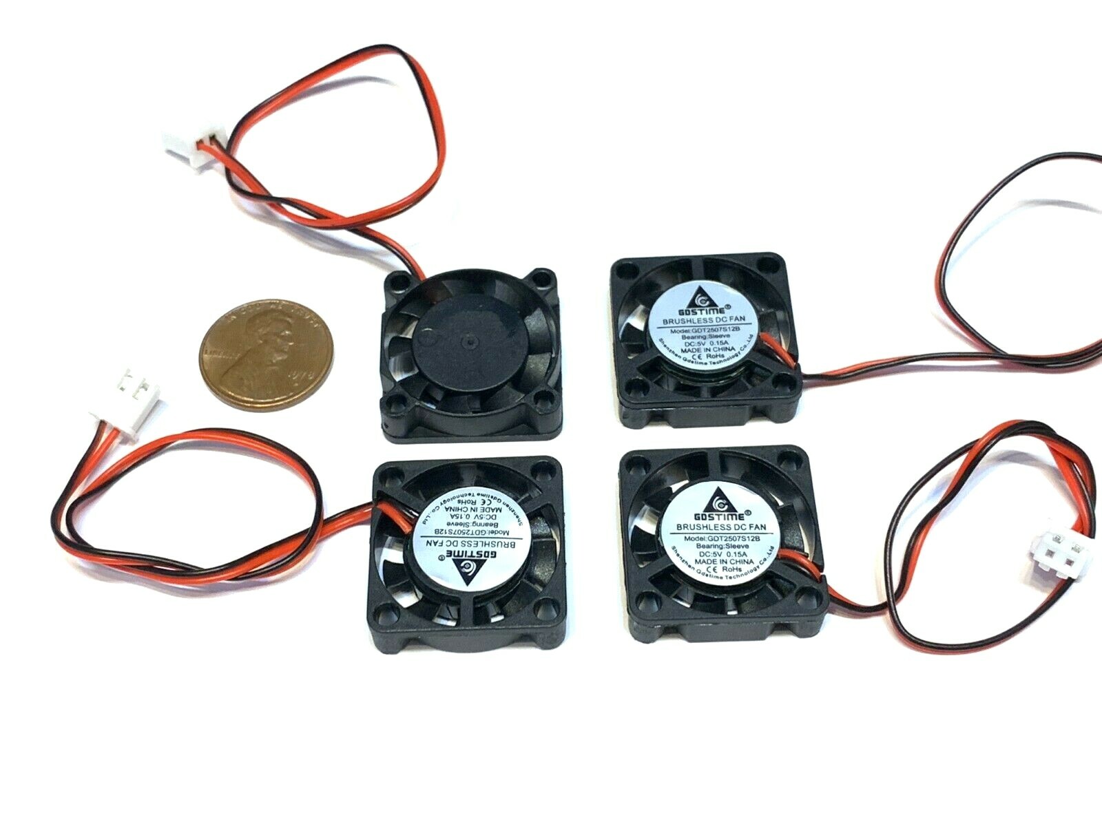 4 Pieces 5v Fan mini 25mm x 7mm 2pin 2507 dc mini micro brushless cooling A30