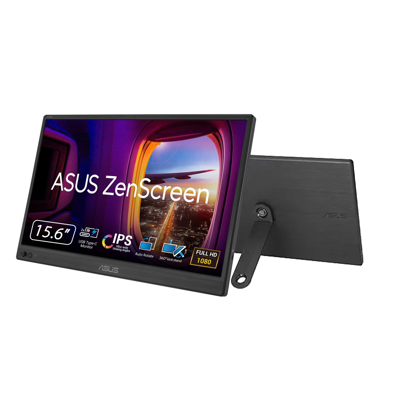 ASUS ZenScreen 15.6” Portable Monitor for Laptop (MB169CK) – Dual BLACK