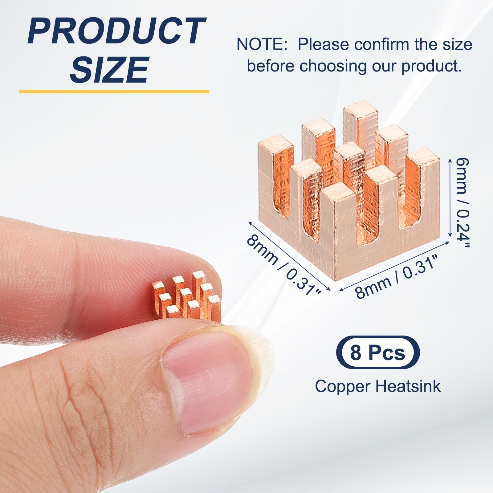 8 Pcs 8x8x6mm Copper Heatsink Heat Sink Cooler Radiator