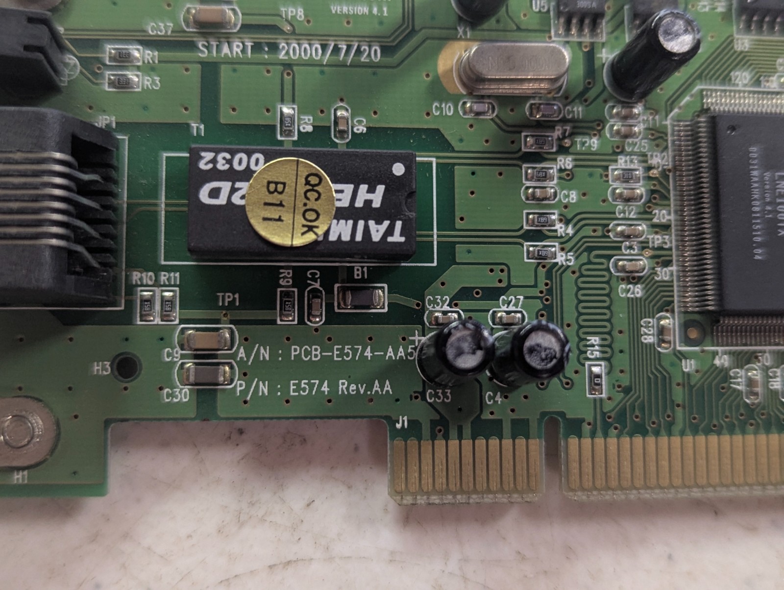 Linksys LNE100TX V4.1 E574 Rev.AA EtherFast 10/100 PCI Ethernet LAN Card RJ45