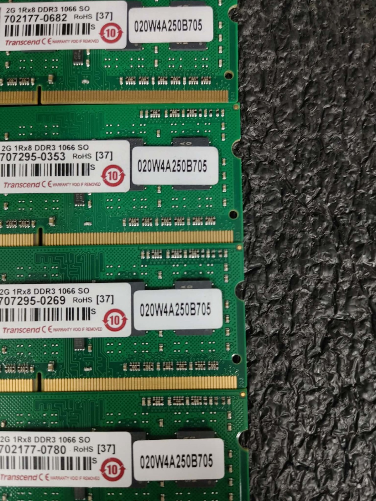 Lot 4 Transcend 2GB 1Rx8 PC3-8500 DDR3-1066 SO-DIMM non-ECC Desktop Memory