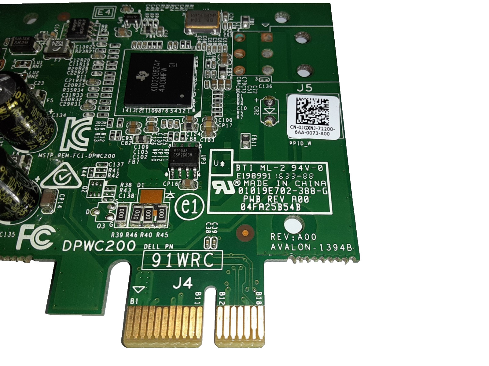 Dell 0JGXNJ 91WRC DPWC200 Full-Height PCI-Express FireWire Expansion Card DPWC20