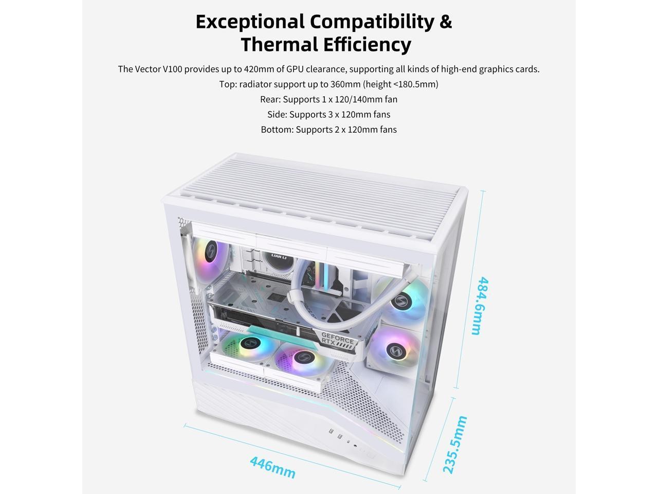 Lian Li V100 ATX Mid-Tower PC Case, LED RGB Strip, Display Platform Design with