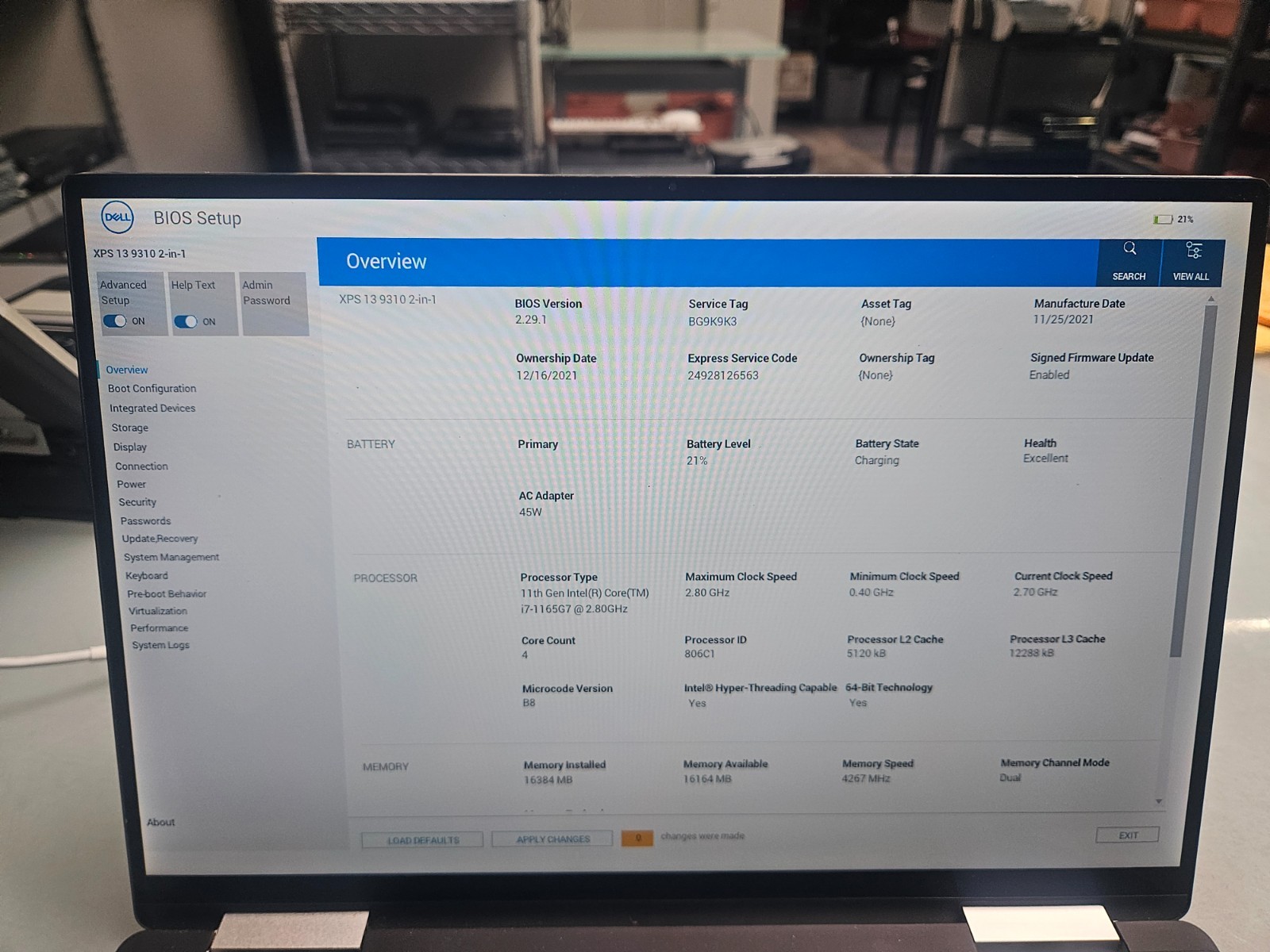 Dell XPS 13 9310 2-in-1 Motherboard i7-1165G7 16GB RAM TM72K
