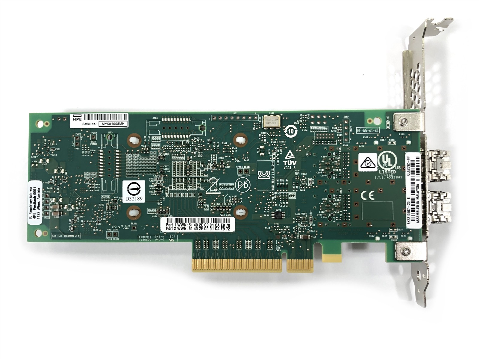 NEW Open Box HP 853011-001 QLE2692-HP 16GB SN1100Q Dual Port Full Height w/ SFPs