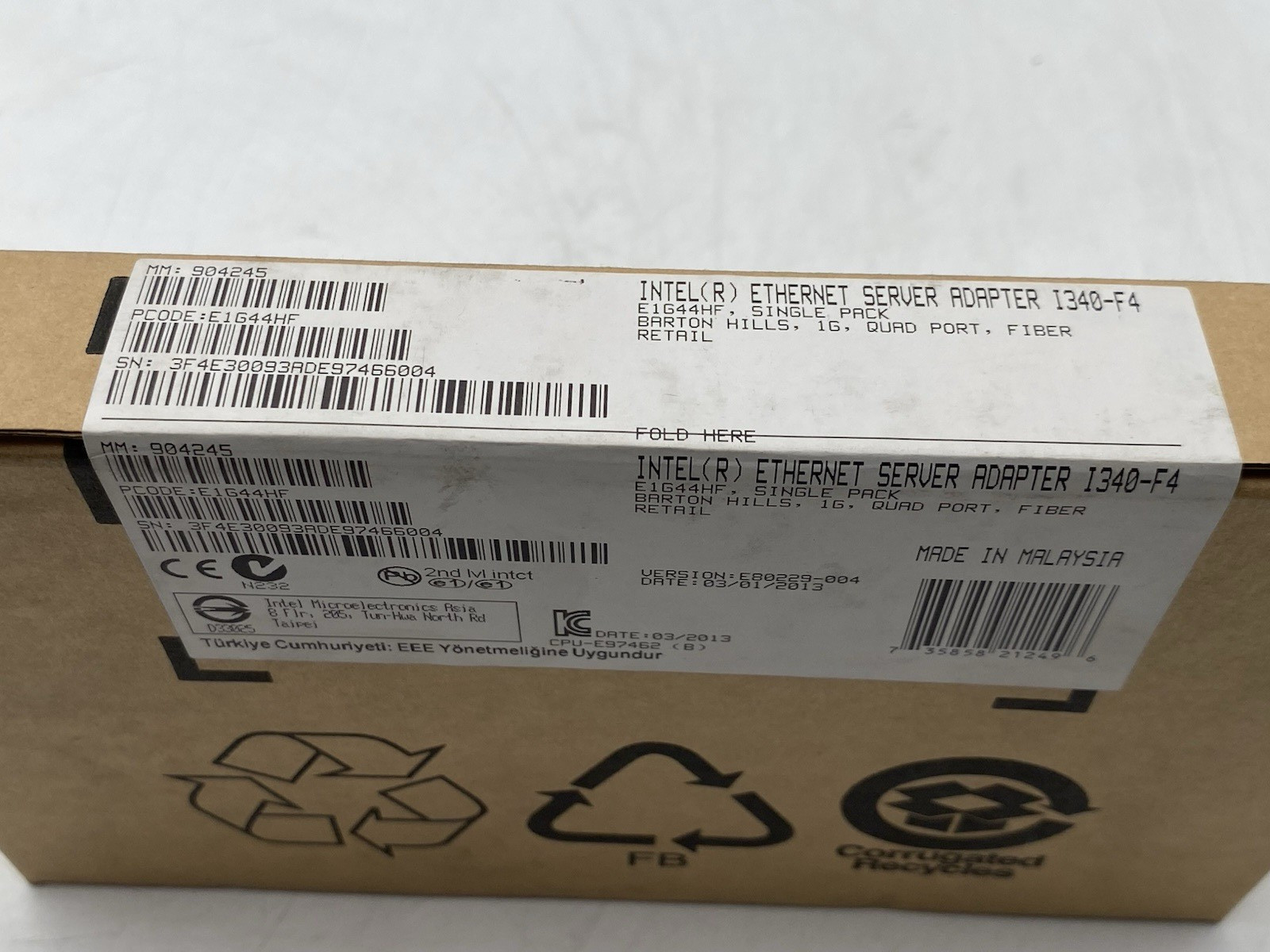 LOT OF 2 Intel I340-F4 4-Port PCIe Ethernet Server Adapter