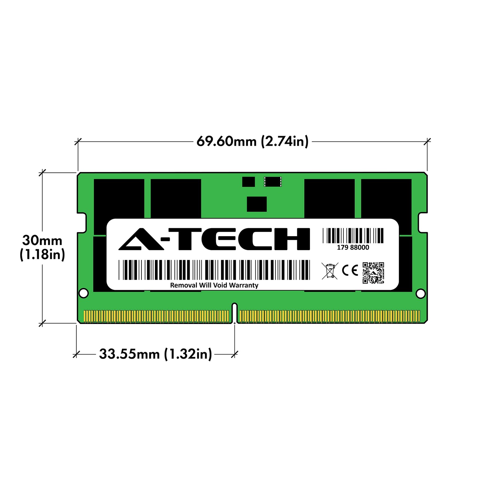 A-Tech 16GB DDR5 4800MHz PC5-38400 CL40 SODIMM (1 x 16GB), Multicolor
