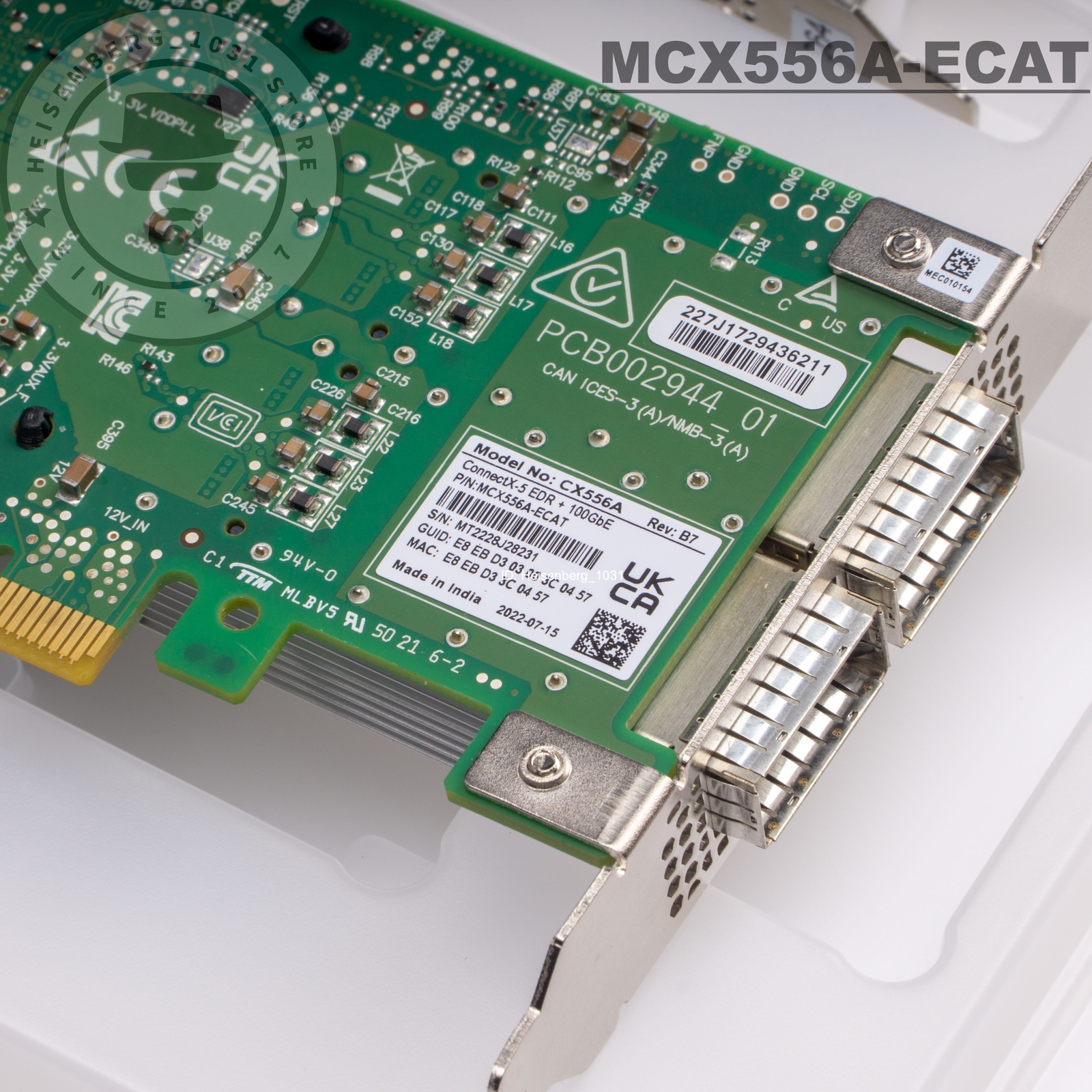 MCX556A-ECAT Mellanox ConnectX-5 VPI Adapter Card EDR IB 100GbE Dual-Port QSFP28