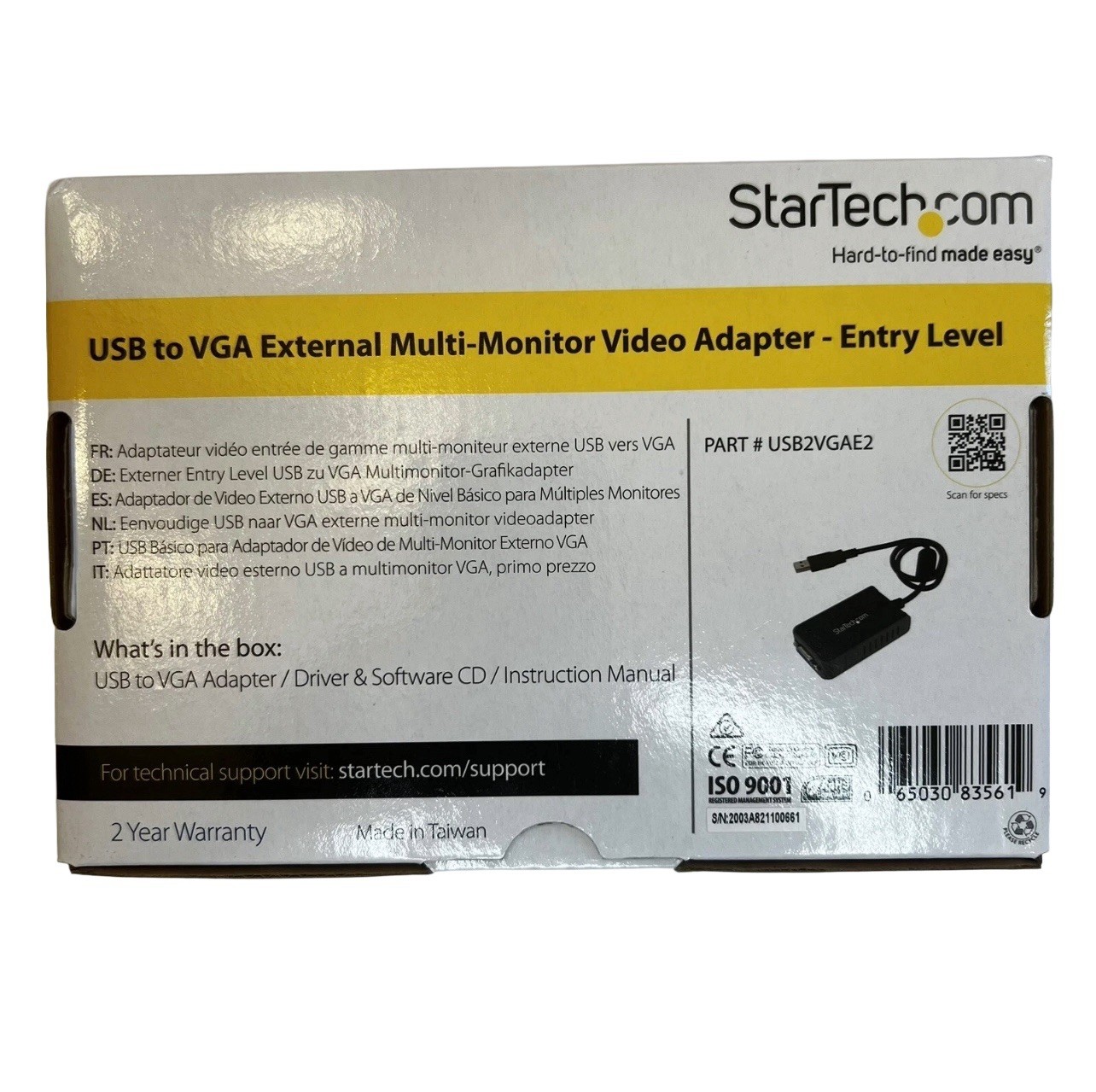 New StarTech USB to VGA External Multi-Monitor Video Adapter Entry Level