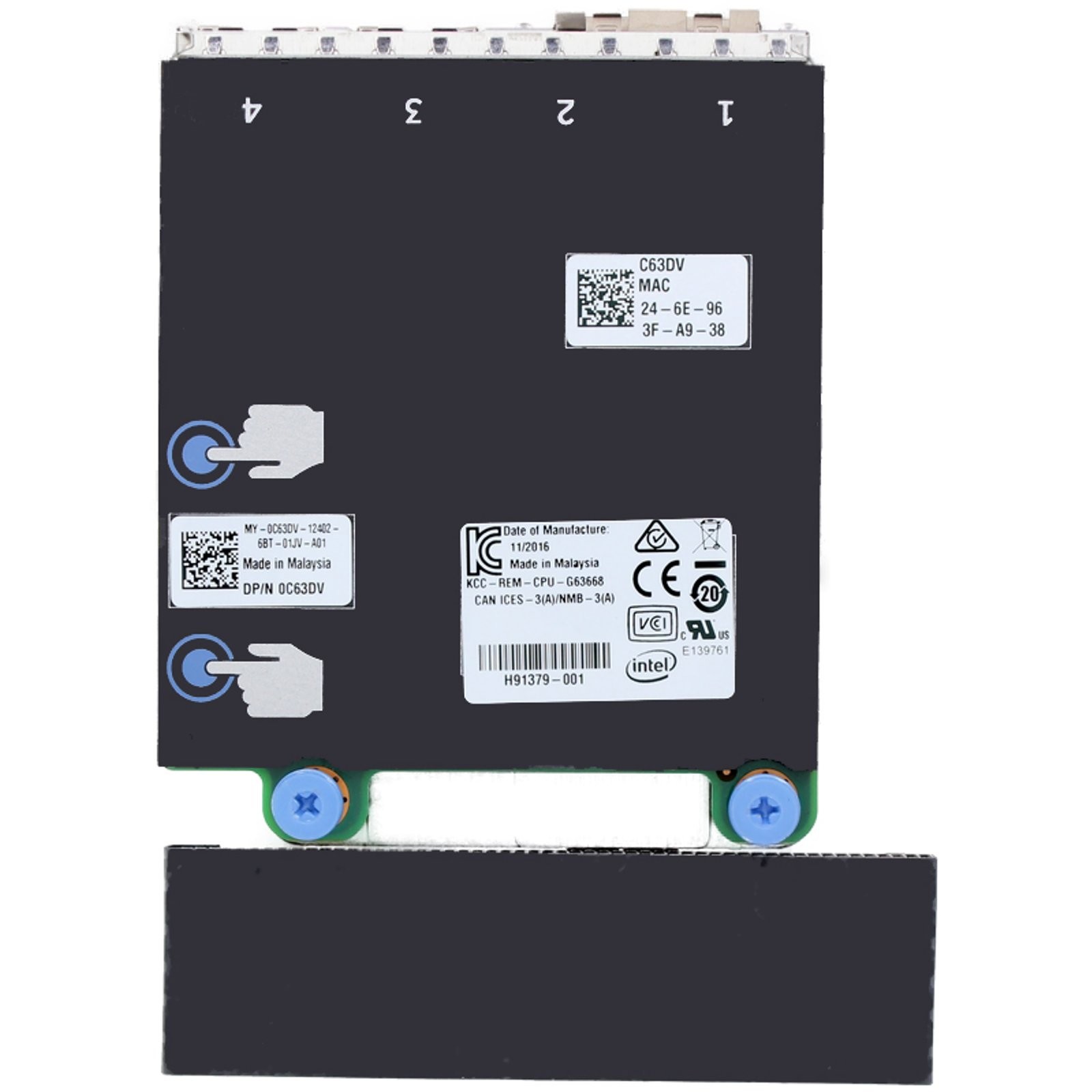 Dell Intel X520 Dual 10Gb SFP & I350 Dual 1Gb RJ45 rNDC (C63DV)
