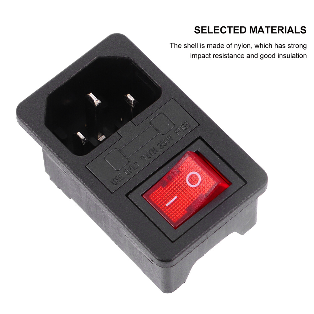 AC Power Socket 3-Pin Electrical Outlet 10A 250V Power Inlet with Light