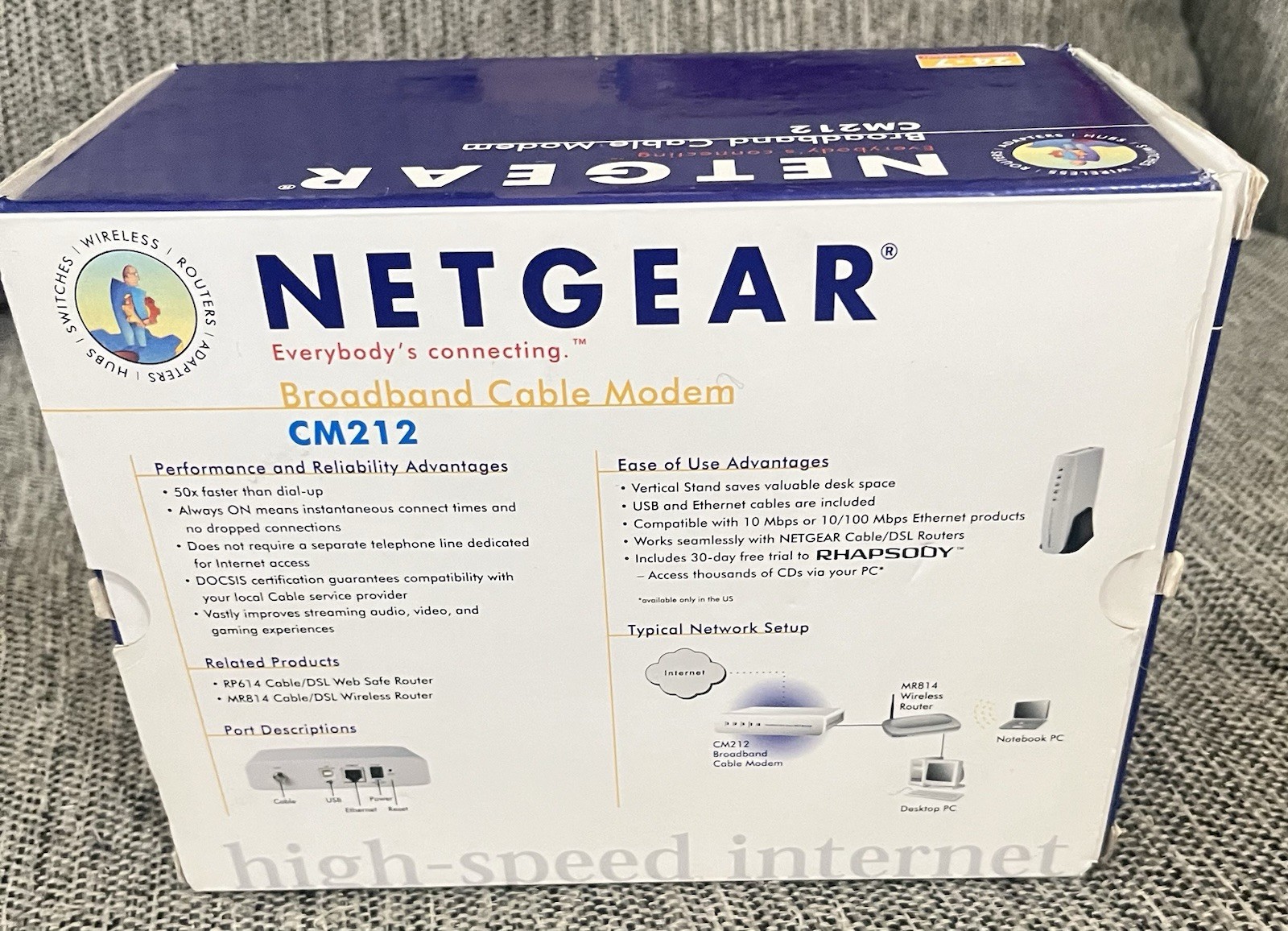Netgear CM212 Broadband Cable Modem DOCSIS 2.0 Open Box Complete w/ Disc