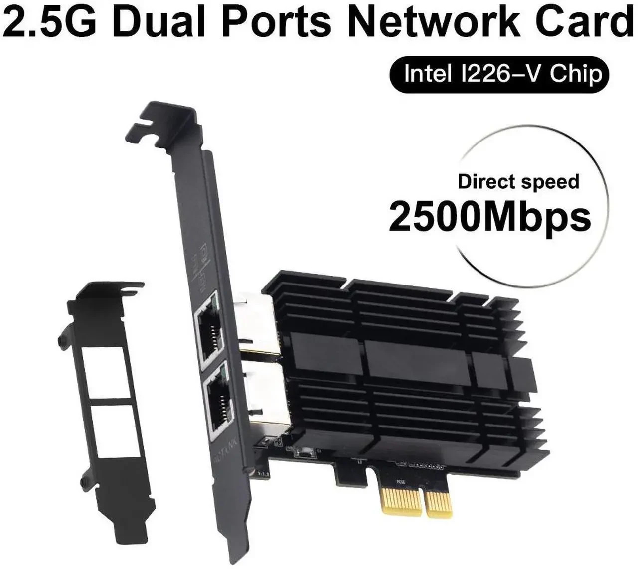 DERAPID 2.5Gbps PCIe Network Card Dual RJ45 Port Adapter with Intel I226 Chipset
