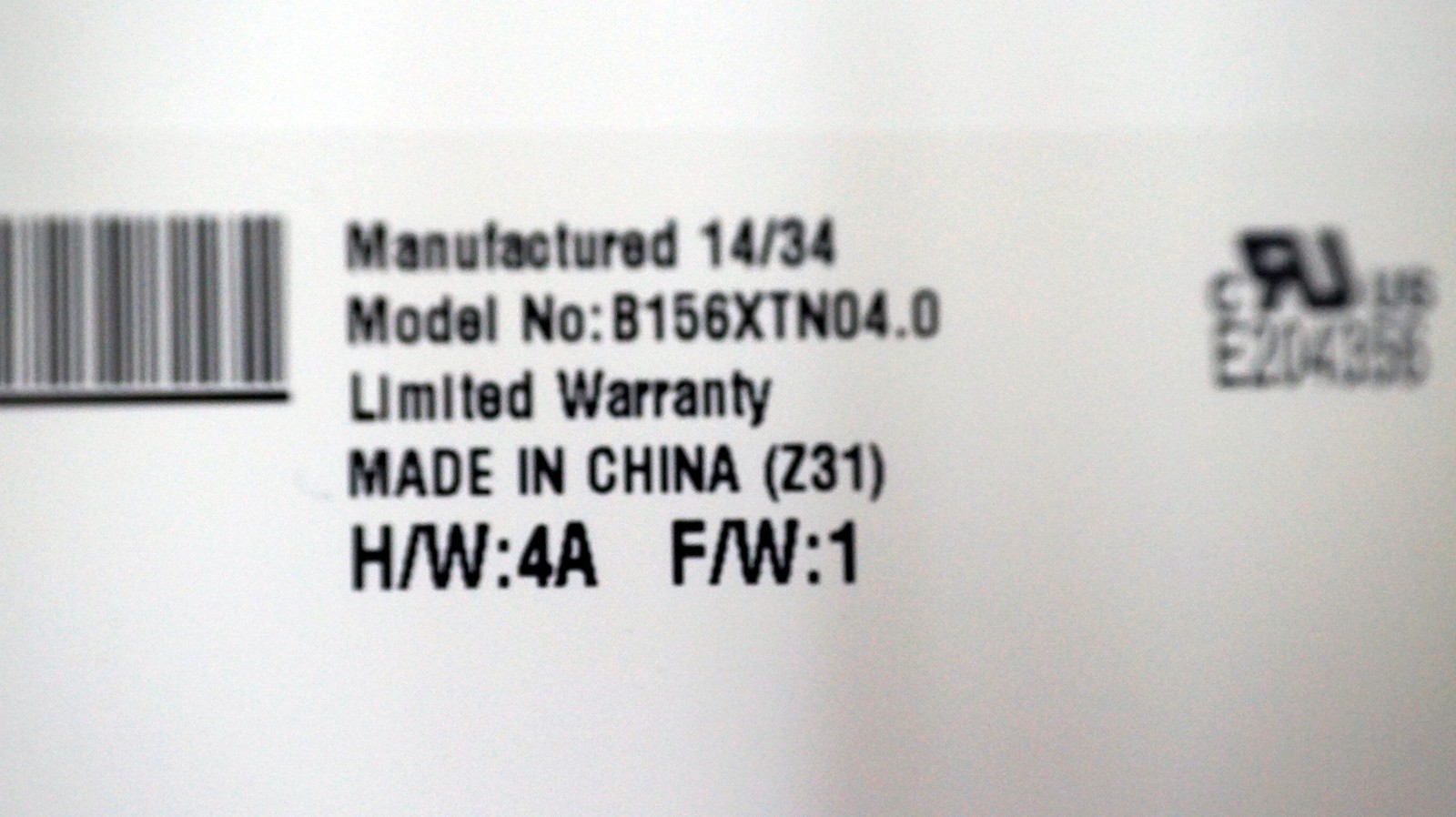 NT156WHM-N32 V8.0 PN 8S5D10K81087 New Replacement LCD Screen