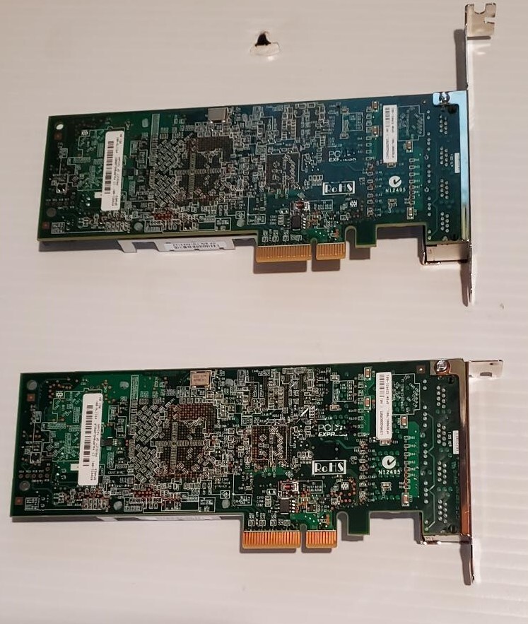 2 HP Quad Port Gigabit Ethernet Cards 539931-001 1 low Profile and 1 High