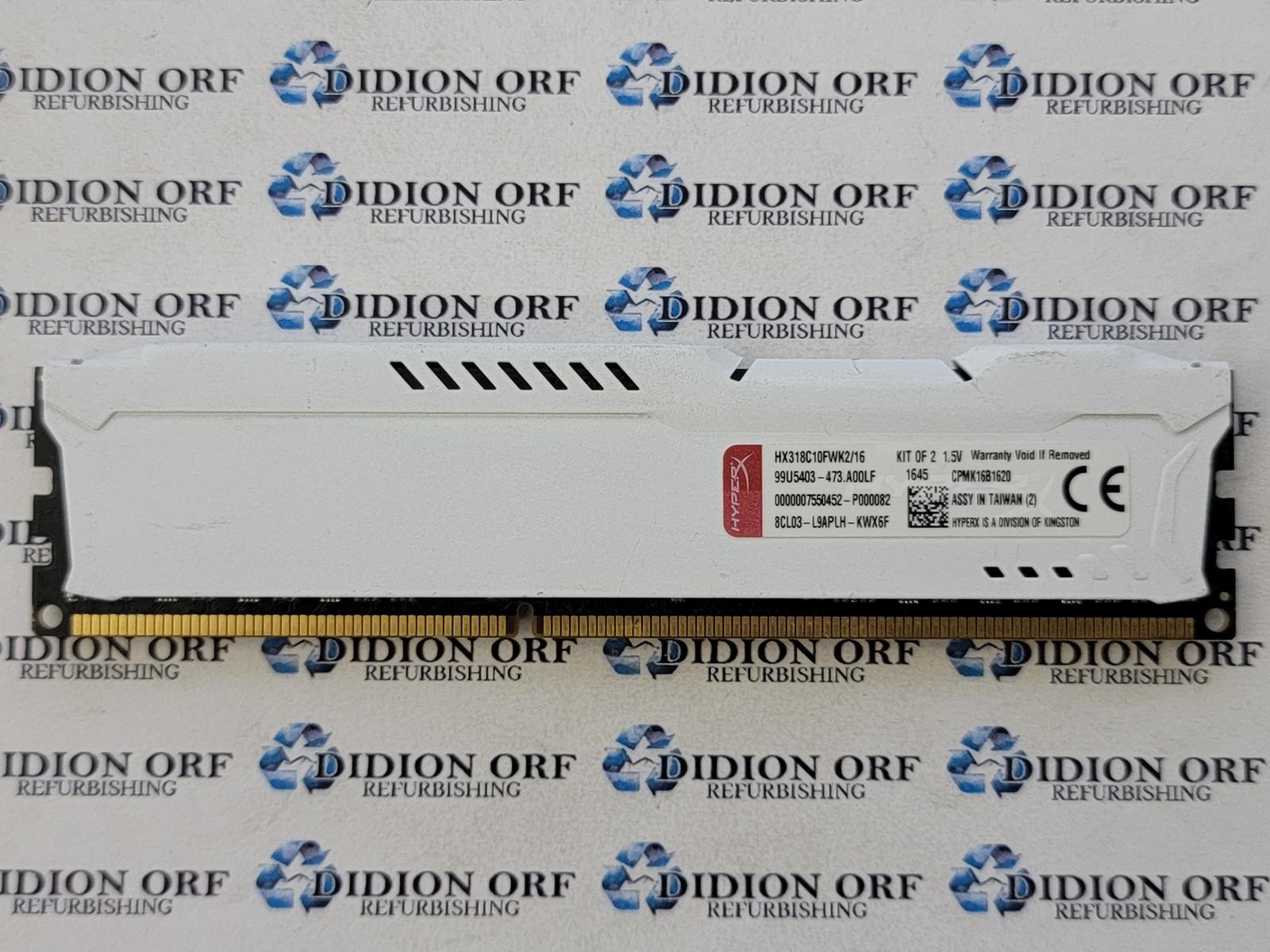KINGSTON HYPERX FURY 8 GB DDR3 DESKTOP RAM PC3-1866 HX318C10FWK2/16 SKU 25541