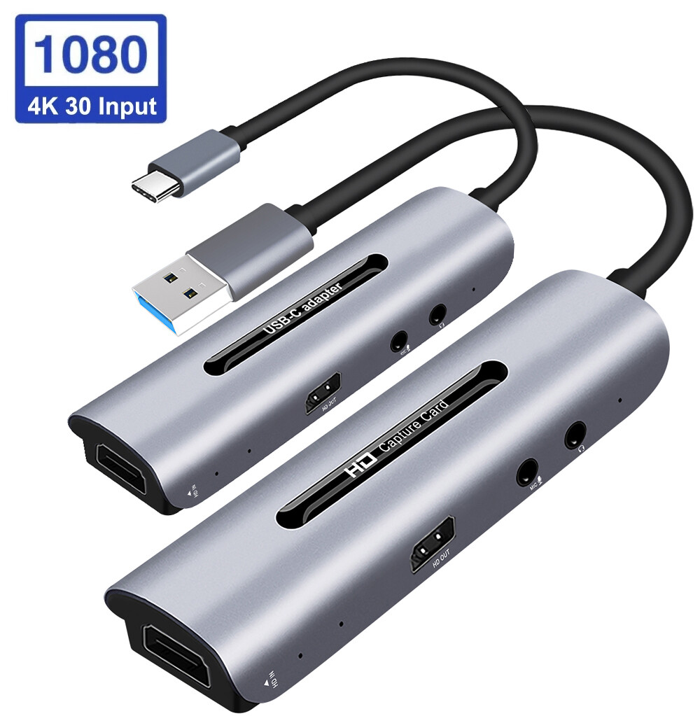 HDMI to Type C USB Capture Card Game Recording Box Video Live Streaming Loop Mic