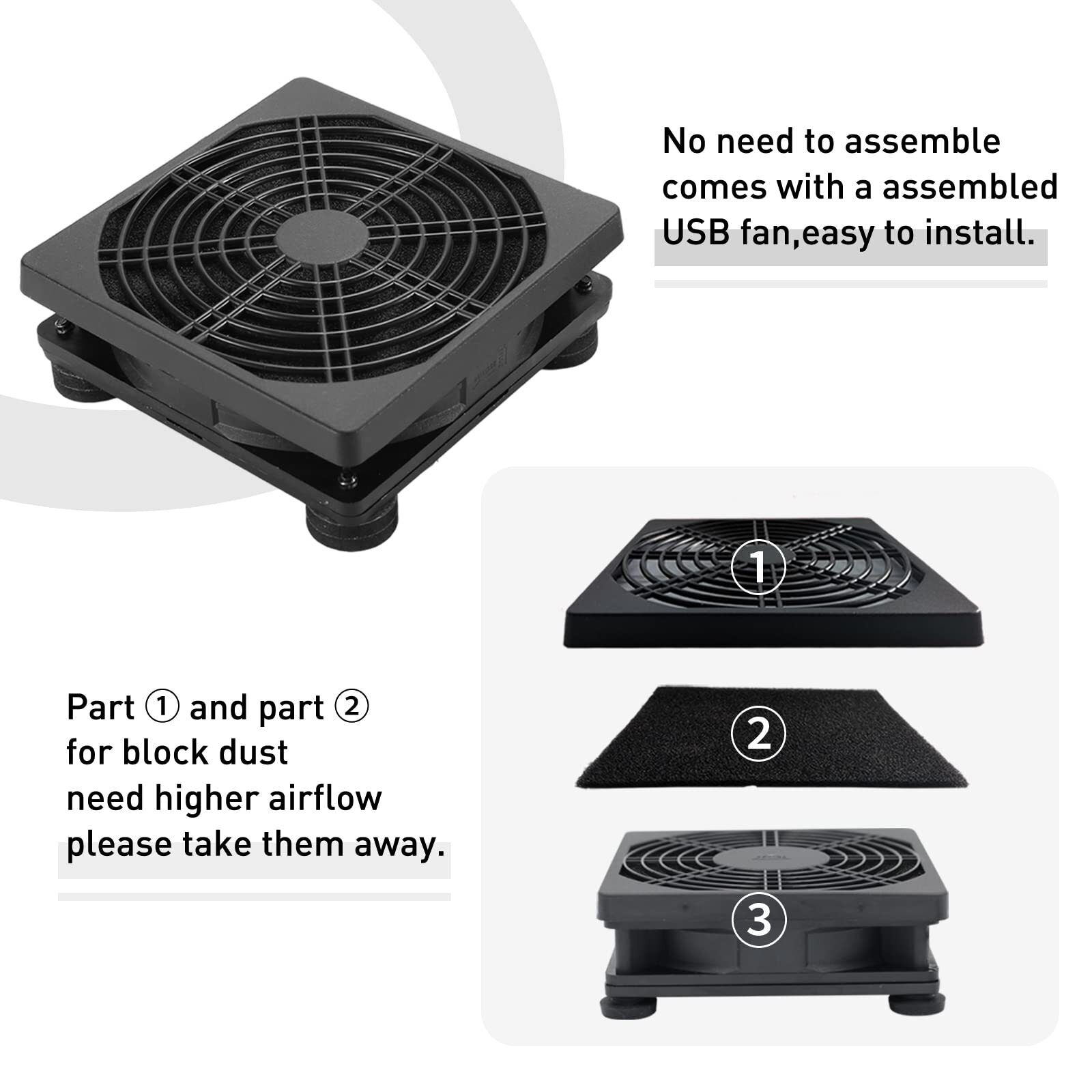 Upgraded 120mm 5v Usb Powered Pc Router Fan With Speed Controller High Airflow C