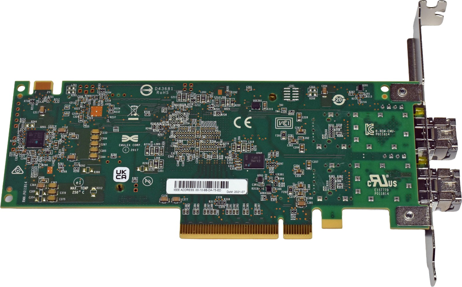 DELL Emulex LPE35002 0PD89Y Dual Port FC 32G SFP+ PCIe x8 FP 2x Mini GBIC