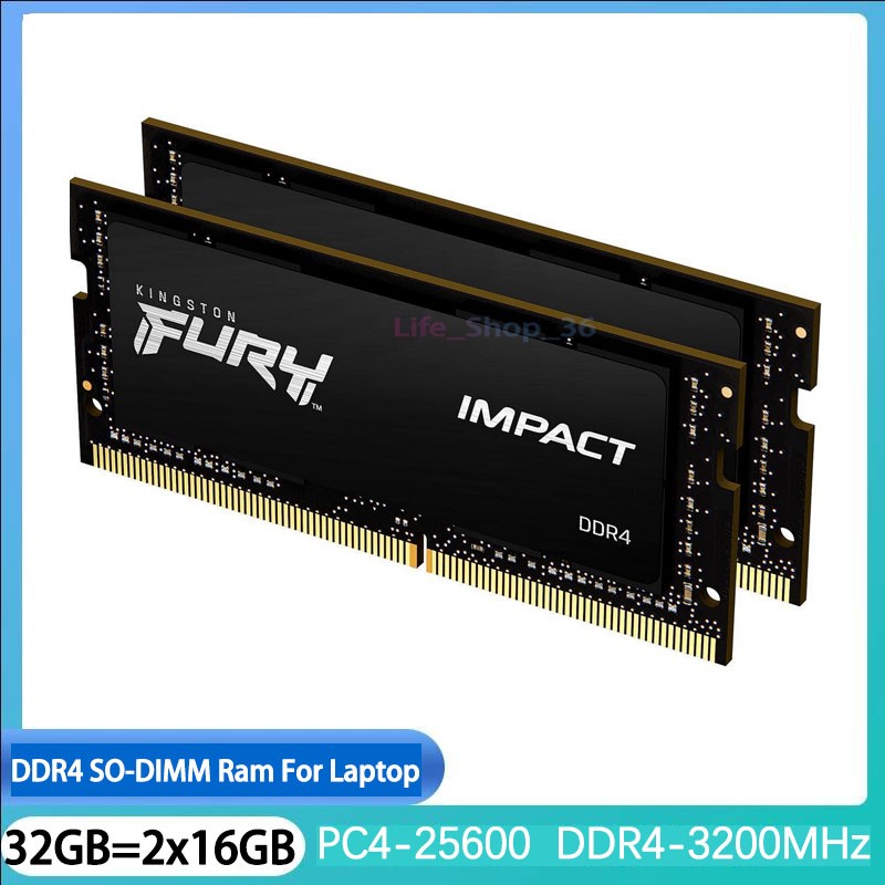 Fury Impact 32GB 2x16GB DDR4 3200 MHz PC4-25600 Laptop SO-DIMM Memory 260-Pin