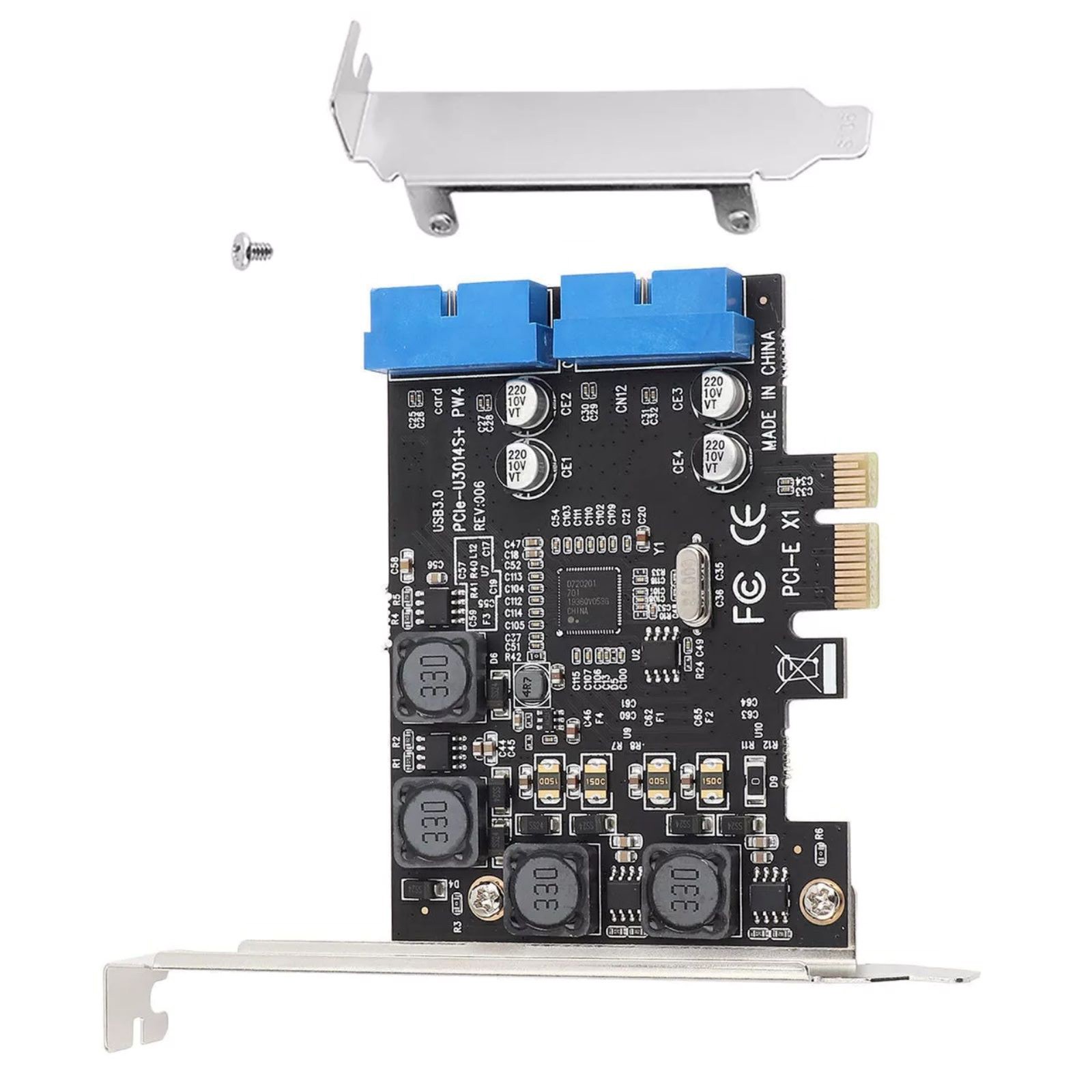 PCIE to Internal 2 Port 19Pin Header 4 Port USB 3.0 Expansion Card 8cm Low
