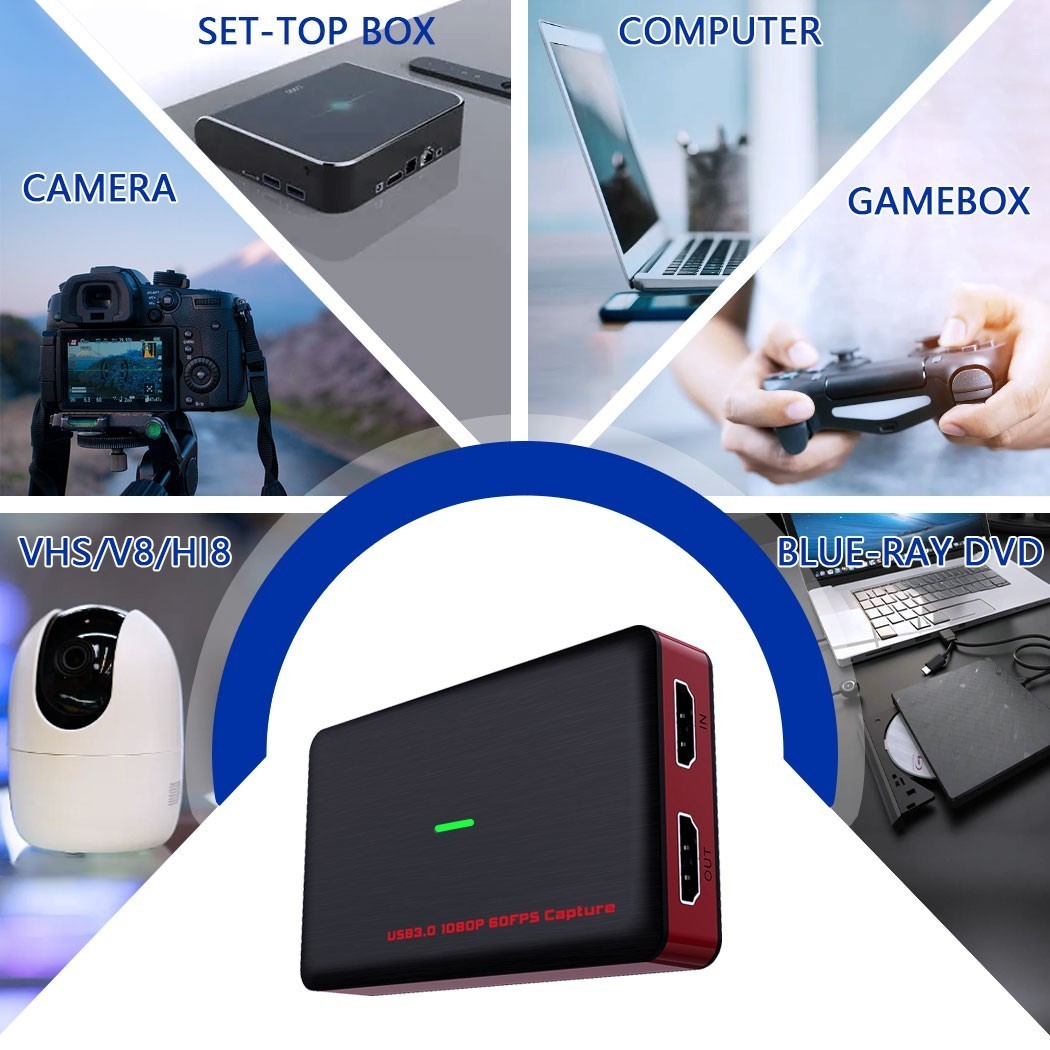 4K30 HDMI Game Capture Card 1080p60 USB3.2 Gen1 Type-C&USB-A,for PS5/Xbox/Switch
